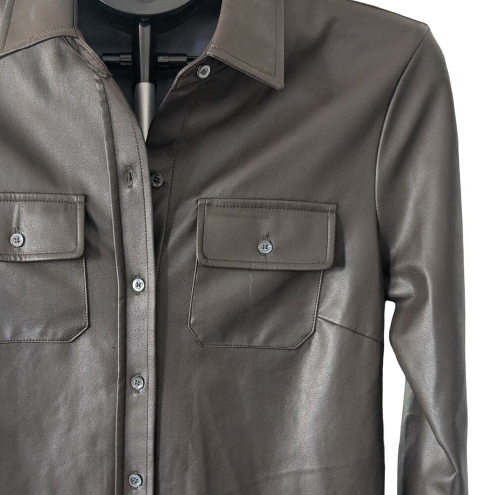 J.McLaughlin Vegan Leather Shirt Dress Size XS - Picture 3 of 11